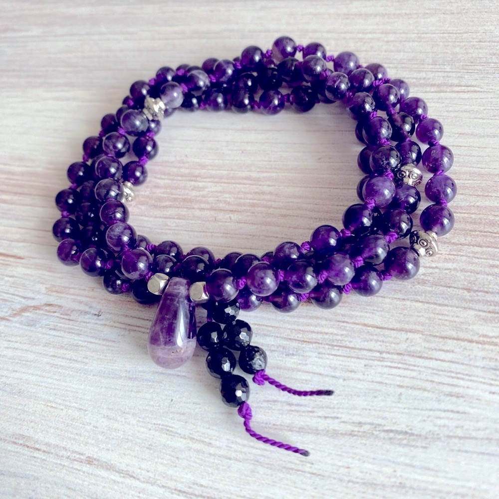 Amethyst | Tranquility | Zen Style Mala Necklace | Prayer Beads